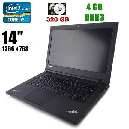 Lenovo ThinkPad L440 / 14" (1366x768) / Intel® Core™ i5-4210M (2(4)ядра по 2.6 - 3.2GHz) / 4GB DDR3 / 500GB HDD / DVD-RW / VGA, miniDP, USB, фото 1