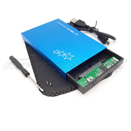 Зовнішній карман для HDD 2.5" SATA USB 2.0,синій, фото 2
