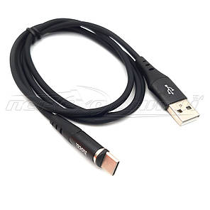 Магнітний кабель Type-C to USB 2.0 (чорний), 2 А, прогумований, 1 м, фото 4