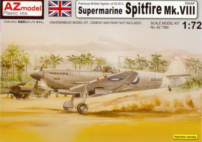 Пластикова модель 1/72 AZ model 7380 британський винищувач Supermarine Spitfire Mk.VIII RAAF