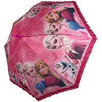 Зонтик для девочки Эльза и Анна Холодное Сердце Frozen детский 5-9 лет трость полуавтомат Розовый (57178)