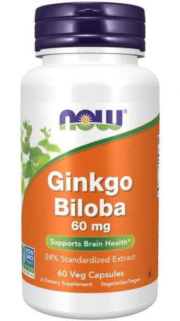 NOW Foods Ginkgo Biloba 60 mg, Гинкго билоба (60 капс.)