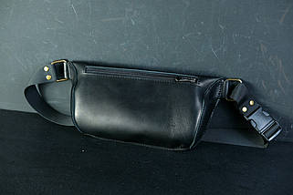 Шкіряна сумка "Модель №70 міні" з фастексом, натуральна шкіра італійська Краст, колір Чорний, фото 2