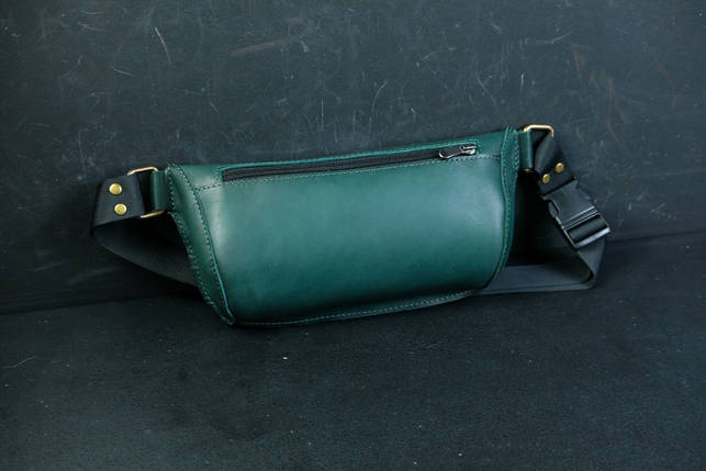Шкіряна сумка "Модель №70 міні" з фастексом, натуральна шкіра італійська Краст, колір Залений, фото 2