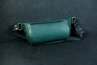 Шкіряна сумка "Модель №70 міні" з фастексом, натуральна шкіра італійська Краст, колір Залений