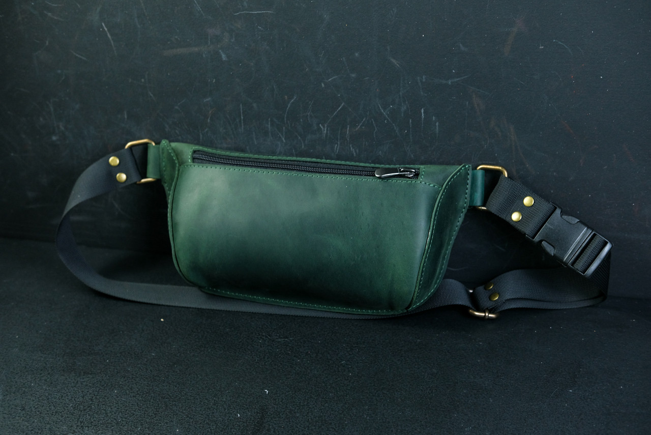 Шкіряна сумка "Модель №70 міні" з фастексом, натуральна Вінтажна шкіра, колір Зелений