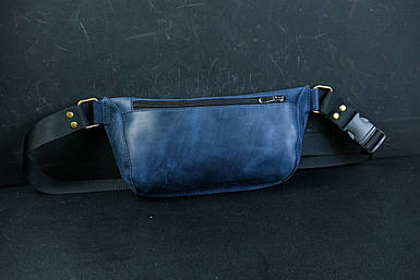 Шкіряна сумка "Модель №70 міні" з фастексом, натуральна Вінтажна шкіра, колір Синій