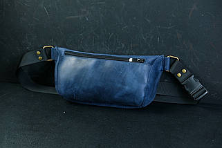 Шкіряна сумка "Модель №70 міні" з фастексом, натуральна Вінтажна шкіра, колір Синій, фото 2