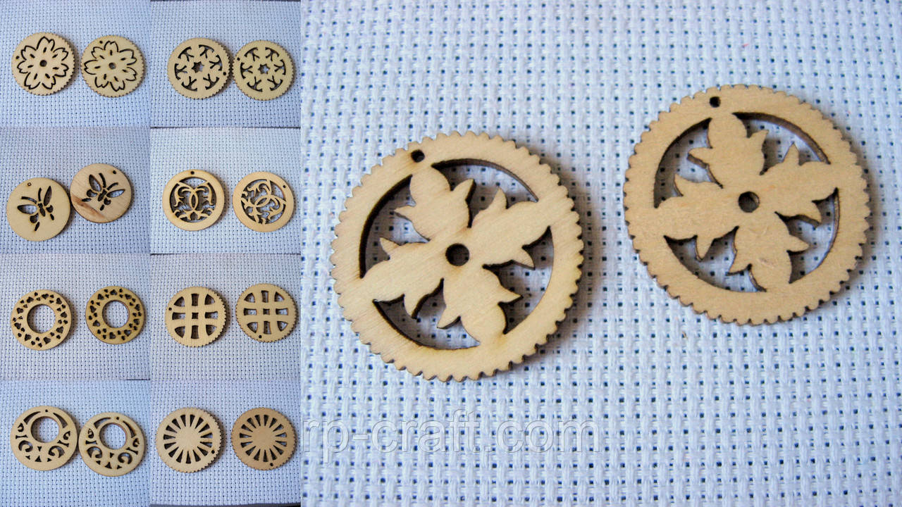 Дерев'яна підвіска. Коло, 30 мм, фото 1