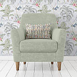 Декоративні тканини з великими зеленими рослинами та блакитними птахами на білому 84290v1, фото 2