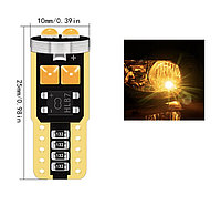 T10 6-SMD 2825 LED W5W лампочка автомобильная - оранжевый/янтарный