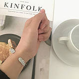 Жіночий браслет Ангельські крила браслет-манжет з білими кристалами, фото 2