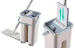 Швабра з відром та самовіджимом (автоматичним) Тріумф, комплект для прибирання, миття підлоги, відро з віджимом