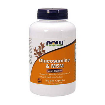 Глюкозамін та ЧСЧ + Хондроїтин сульфат Нау Фудс / Now Foods Glucosamine & MSM + Chondroitin (180 veg caps)