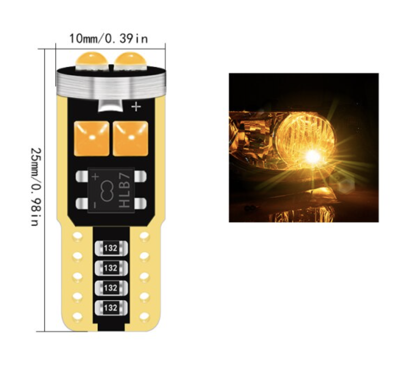 6-LED 2825 t10 w5w лампочка автомобільна - ОРАНЖЕВИЙ/ЯНТАРНИЙ