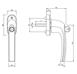 Ручка віконна GreenteQ FG10.90° з замком штифт 37 мм фіксація 45° колір бронза, фото 2