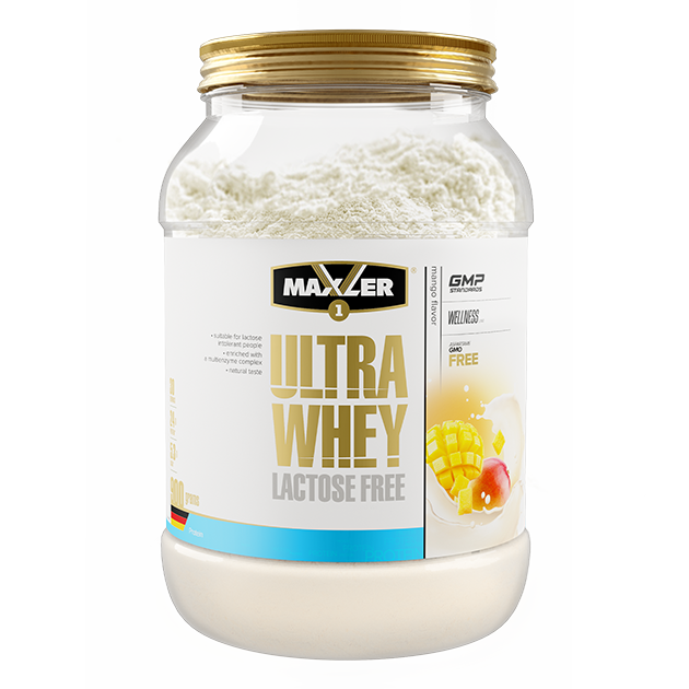 Сироватковий протеїн концентрат Maxler Ultra Whey Lactose Free 900 грам Манго