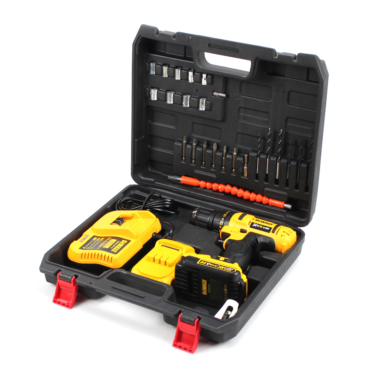Ударний шуруповерт DeWALT DCD791 (24V, 6AH) з набором інструментів (24 од.)