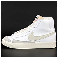 Женские кроссовки Nike Blazer Mid '77, белые кожаные кроссовки найк блейзер мид