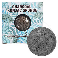 Спонж конняку з деревним вугіллям Trimay Charcoal Konjac Sponge 1 шт, фото 2