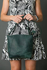 Жіночий шоппер Діамант з натуральної шкіри колір Зелений