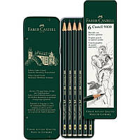 Набір простих олівців (119063), 6 шт., Н-8В, в мет. пеналі, Faber-Castell