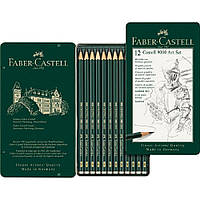 Набір простих олівців (119065), 12 шт., 2Н-8В, в мет. пеналі, Faber-Castell