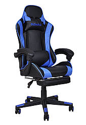 Крісло ігрове геймерське з підставкою для ніг Bonro B-2013-1, чорне з синім