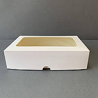 Картонная упаковка для суши и роллов 200х130х50 мм бумажный бокс коробка белая с окном в упаковке 50 шт.
