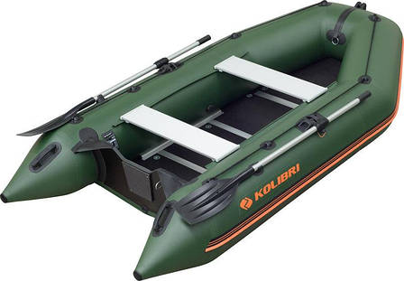 Човен надувний з ПВХ Kolibri KM 300 D моторний човен для риболовлі 3-х місний з фанерною підлогою, фото 1