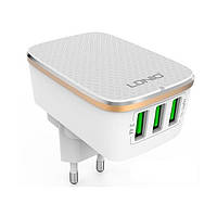 Універсальний мережевий usb адаптер Ldnio A3304 3USB 3.4A білий S