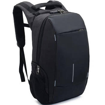 Рюкзак міський з USB і замком антизлодій чорний S