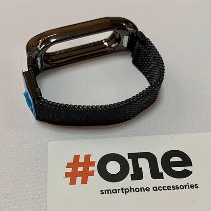 Металевий ремінець для Xiaomi Mi Band 2 для фітнес браслета міланська петля на сяомі мі бенд 2 чорний MLN, фото 3