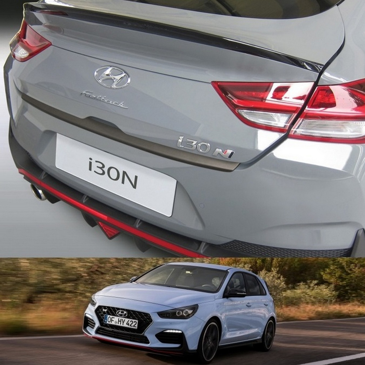 Пластикова захисна накладка на задній бампер для Hyundai i30, i30N Fastback 2018-2020