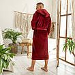 ПЕРЕМІУМ махра велюр 100% бавовна Чоловічий домашній халат на запах, натуральний бордовий халат з капюшоном, фото 6