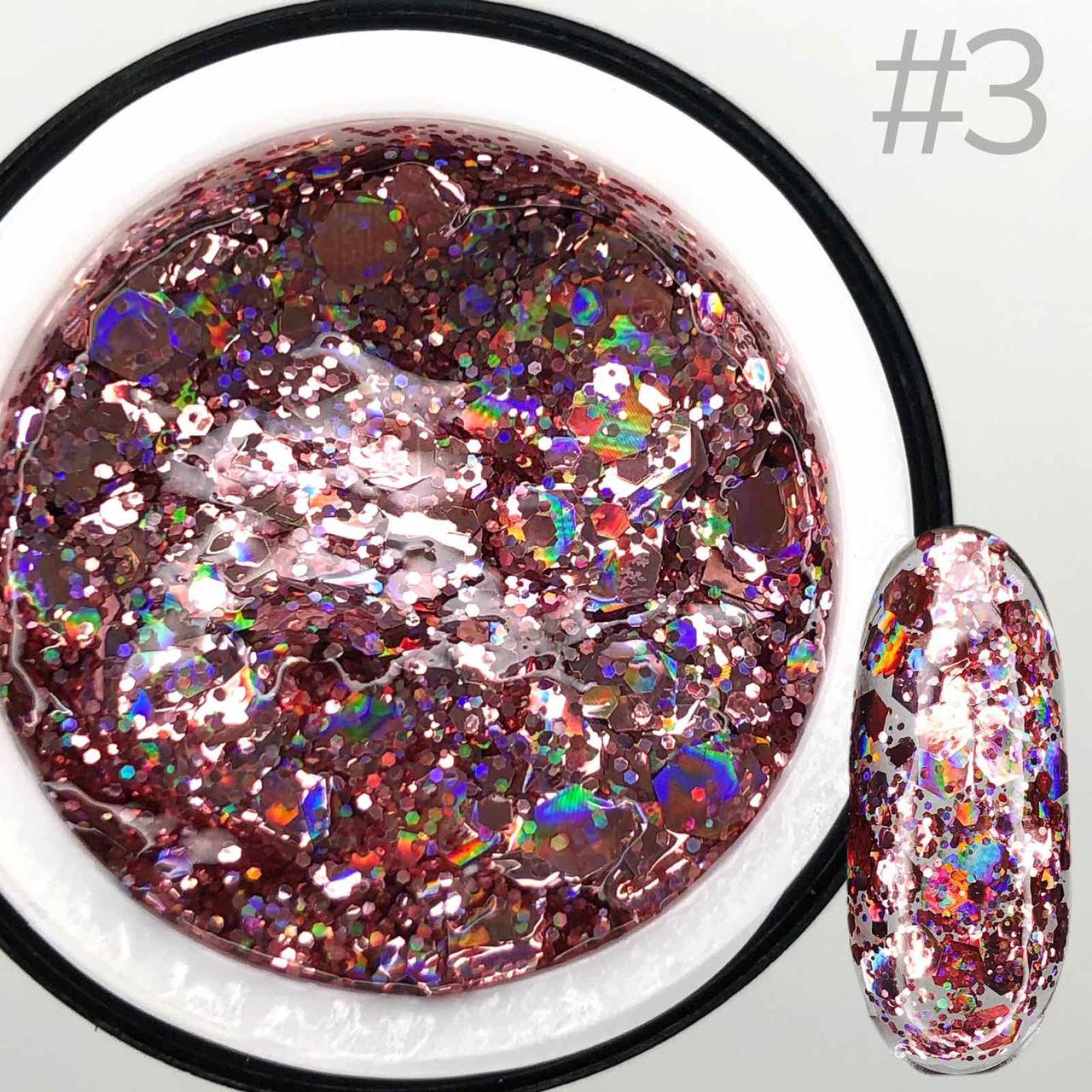 ГЛІТТЕРНИЙ ГЕЛЬ SAGA PROFESSIONAL GALAXY GLITTER 03 ПРОЗОРИЙ З РОЖЕВО-ПЕРСИКОВИМИ ЧАСТИНКАМИ, фото 1