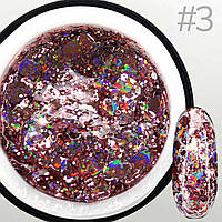 ГЛІТТЕРНИЙ ГЕЛЬ SAGA PROFESSIONAL GALAXY GLITTER 03 ПРОЗОРИЙ З РОЖЕВО-ПЕРСИКОВИМИ ЧАСТИНКАМИ