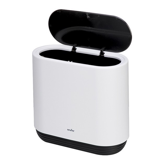 Вузьке відро для сміття MVM BP-14, 10 л, біло-чорне, пластикове, з кришкою, фото 1