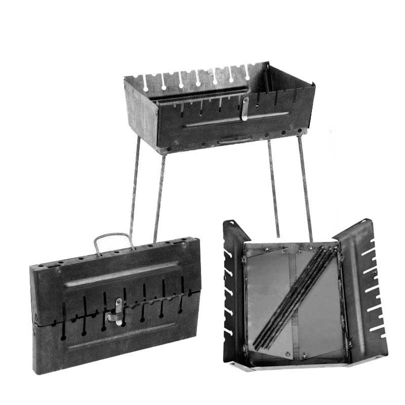 Мангал-чемодан на 8 шампурів 2 рівня розкладний переносний