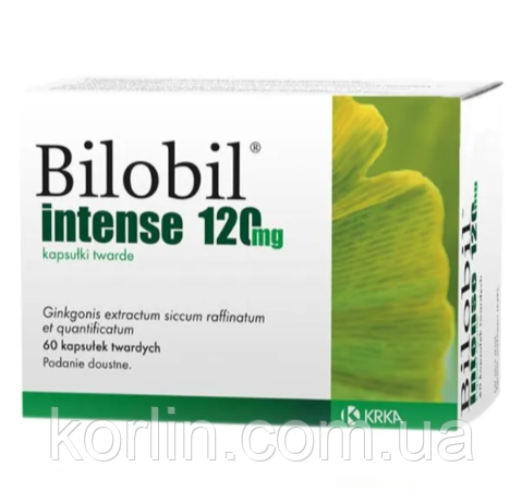 Екстракт листя гінкго білоба Bilobil Intense 120 мг 60 кап KRKA Польща