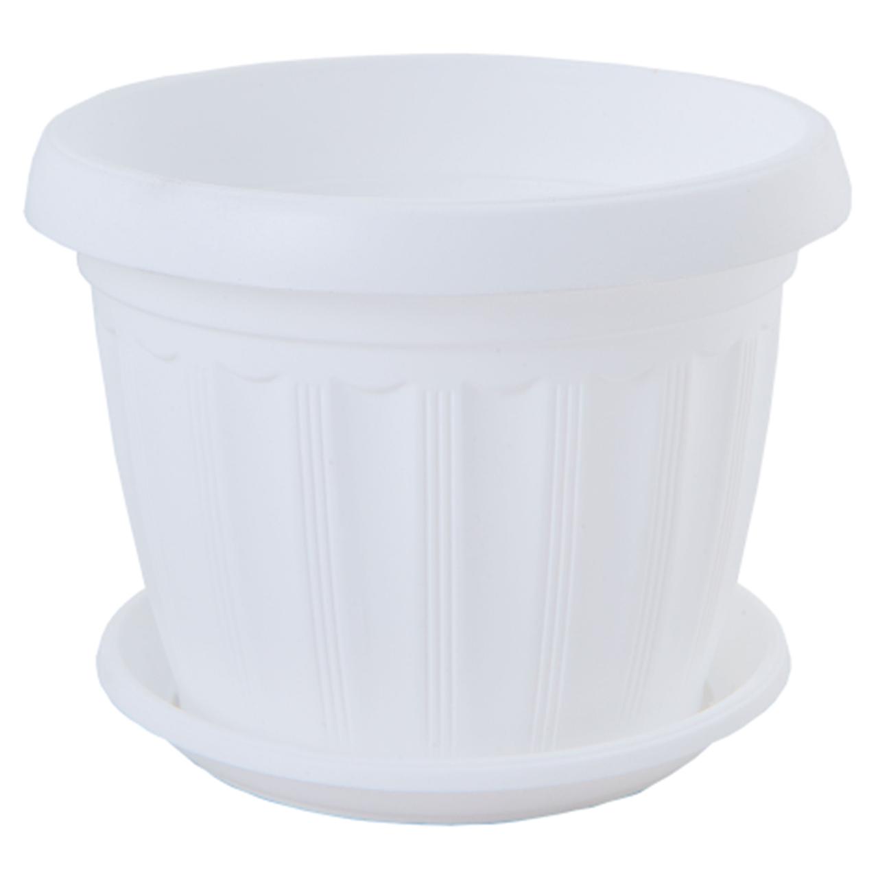 Вазон Терра круглий з підставкою 14х11 см 0.8 л, білий Алеана, фото 1