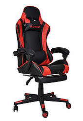 Геймерське ігрове крісло для комп'ютера з підставкою для ніг Bonro B-2013-1, чорне з червоним