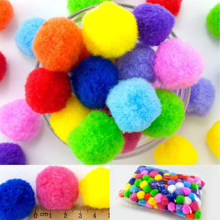 Помпончики 2,8 - 3 см, кольору мікс (10 шт), фото 2