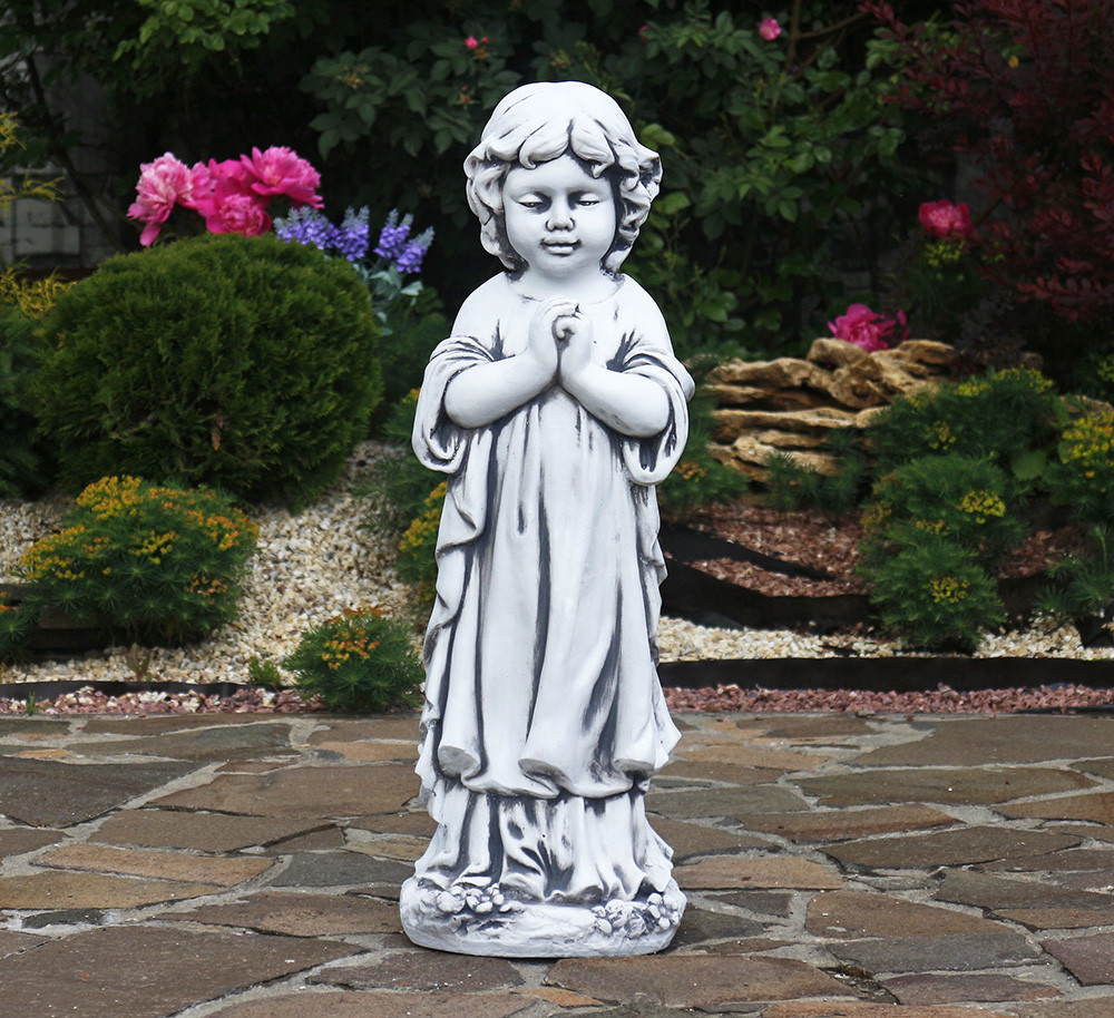 Садова фігура Дитина, що молиться, стоячи 72x24x23 см Гранд Презент ССП12091-1 Сірий