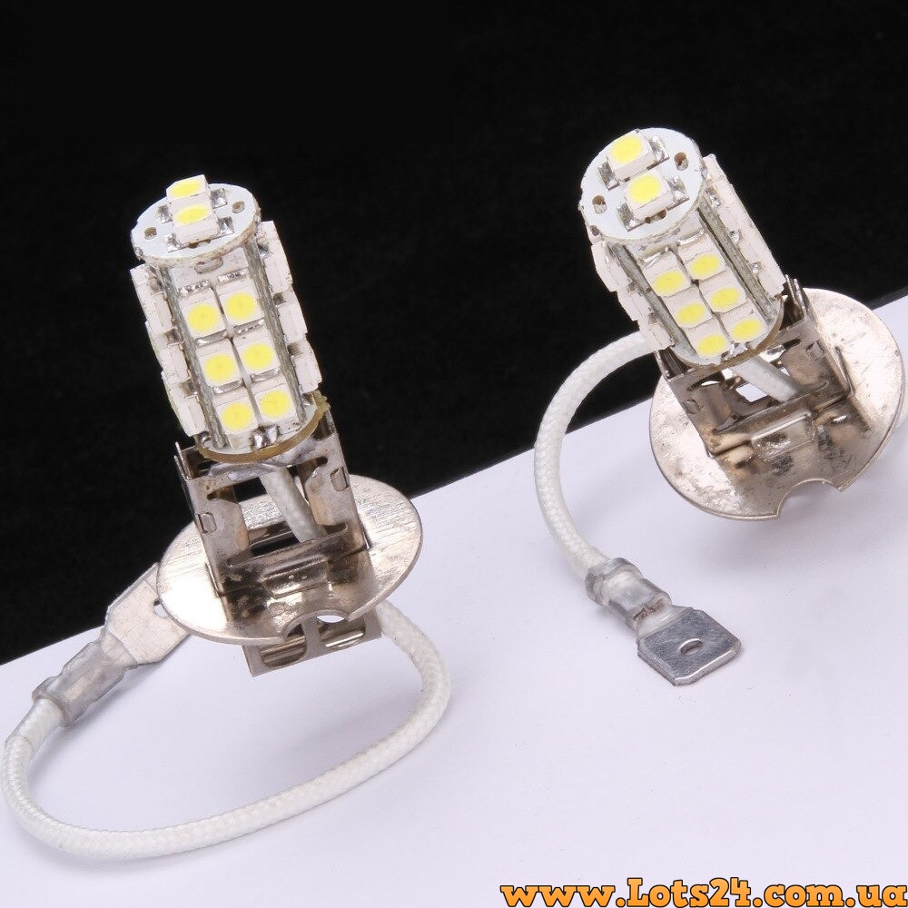 2шт Автолампи H3 26 LED 6000 K світлодіодні лампочки для авто краще за галоген і ксенон