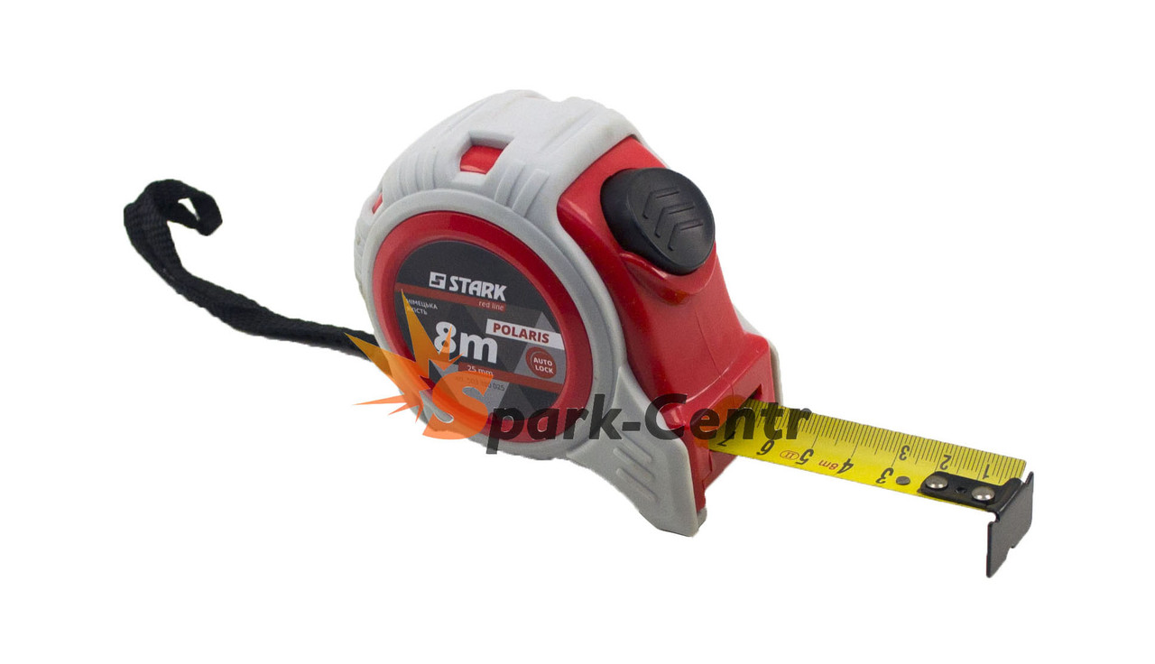 Рулетка 8м x 25мм Stark Polaris c автоматичною фіксацією та без магнітного зацепа (Німеччина), фото 1