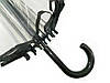 Парасолька-кручка прозора з чорною ручкою і облямівка по краю купола 14 спиць напівавтомат, фото 5