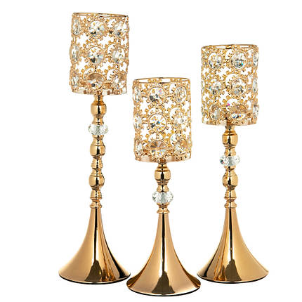 Набір свічників "Патриція" (3 шт.) матеріал метал, колір золото (2009-058), фото 1