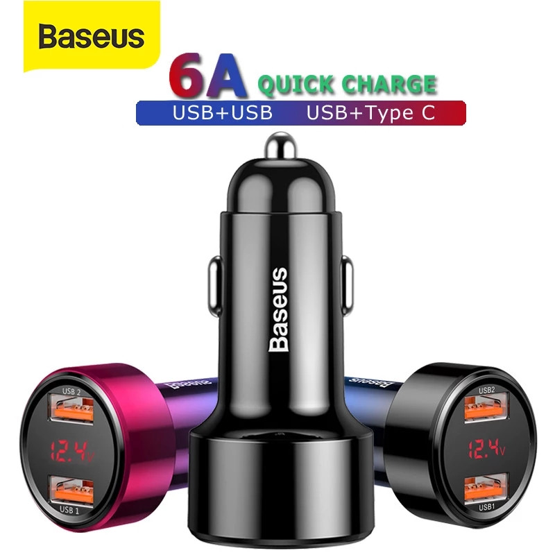 Автомобільна швидка зарядка Baseus 45W Quick Charge 4.0 3.0 USB