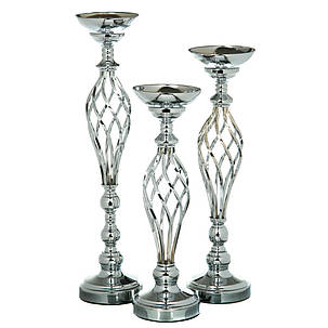 Набір флористичних підставок 59 см "Лукреція" (3шт.) матеріал метал, колір срібло (2009-054), фото 1